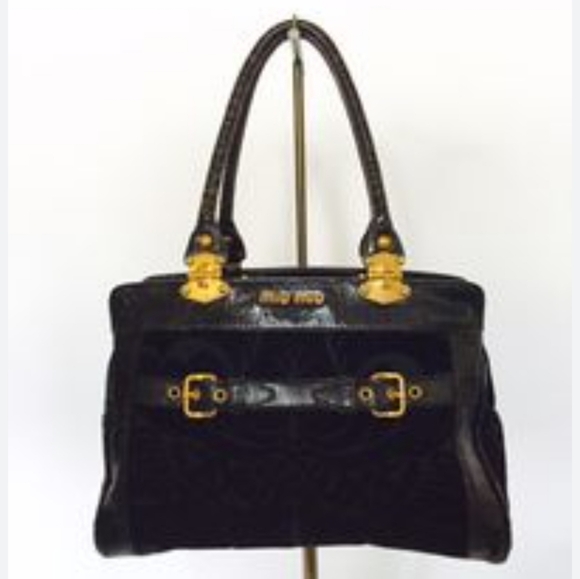 Miu Miu Vintage Velluto Black Purse with Gold Hardware - Picture 1 of 9